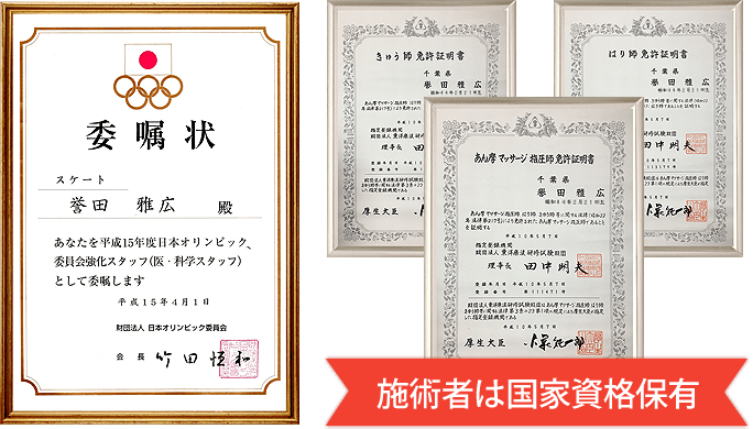 日本スケート連盟トレーナーとして選手をサポートした実績